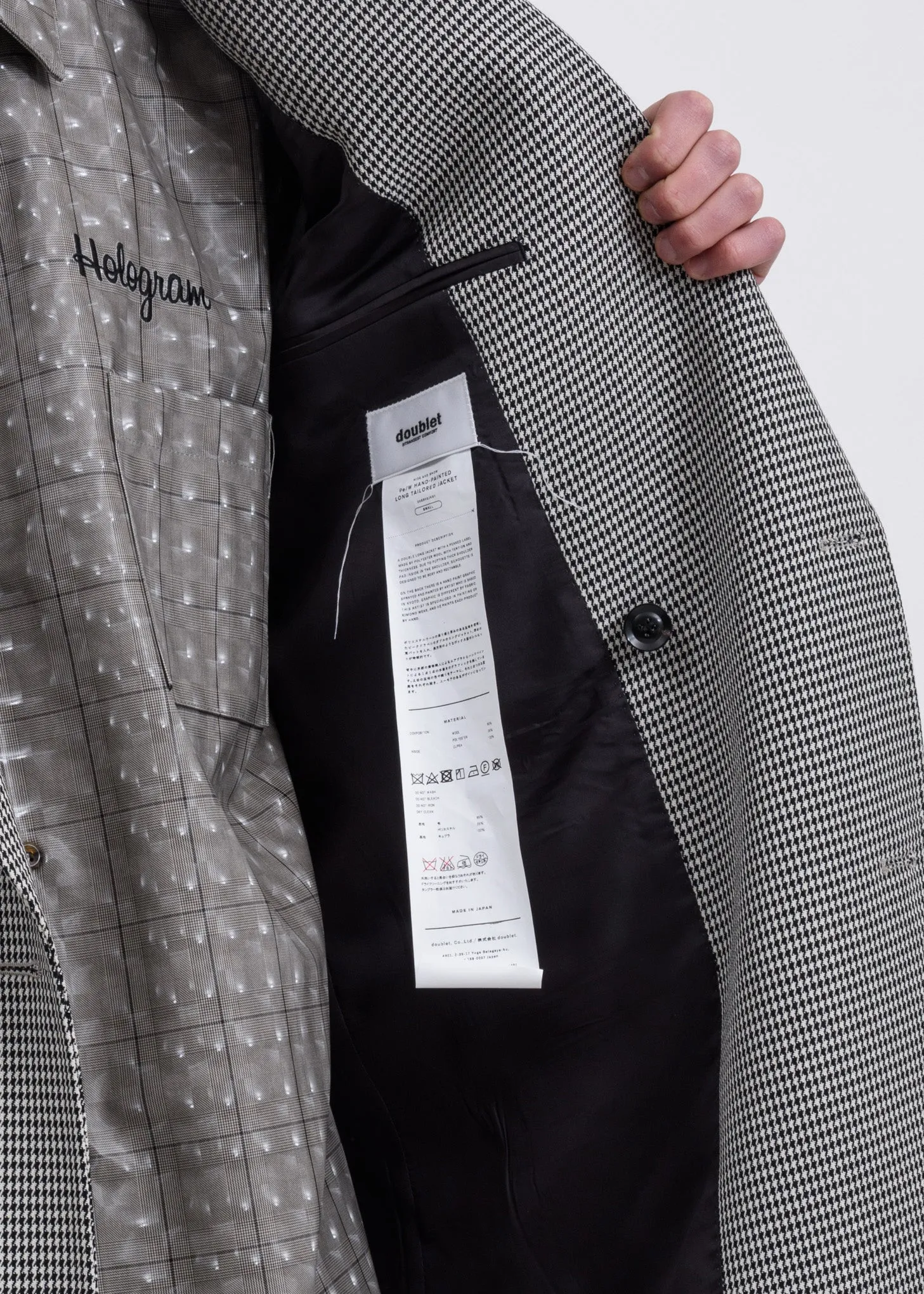 Houndstooth Pe/W Hand-Painted Long Tailored Jacket