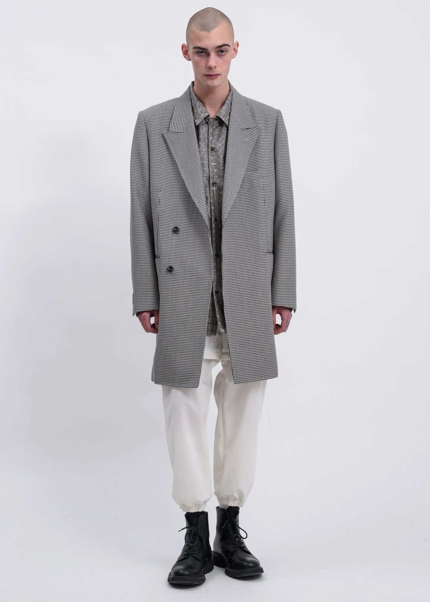 Houndstooth Pe/W Hand-Painted Long Tailored Jacket