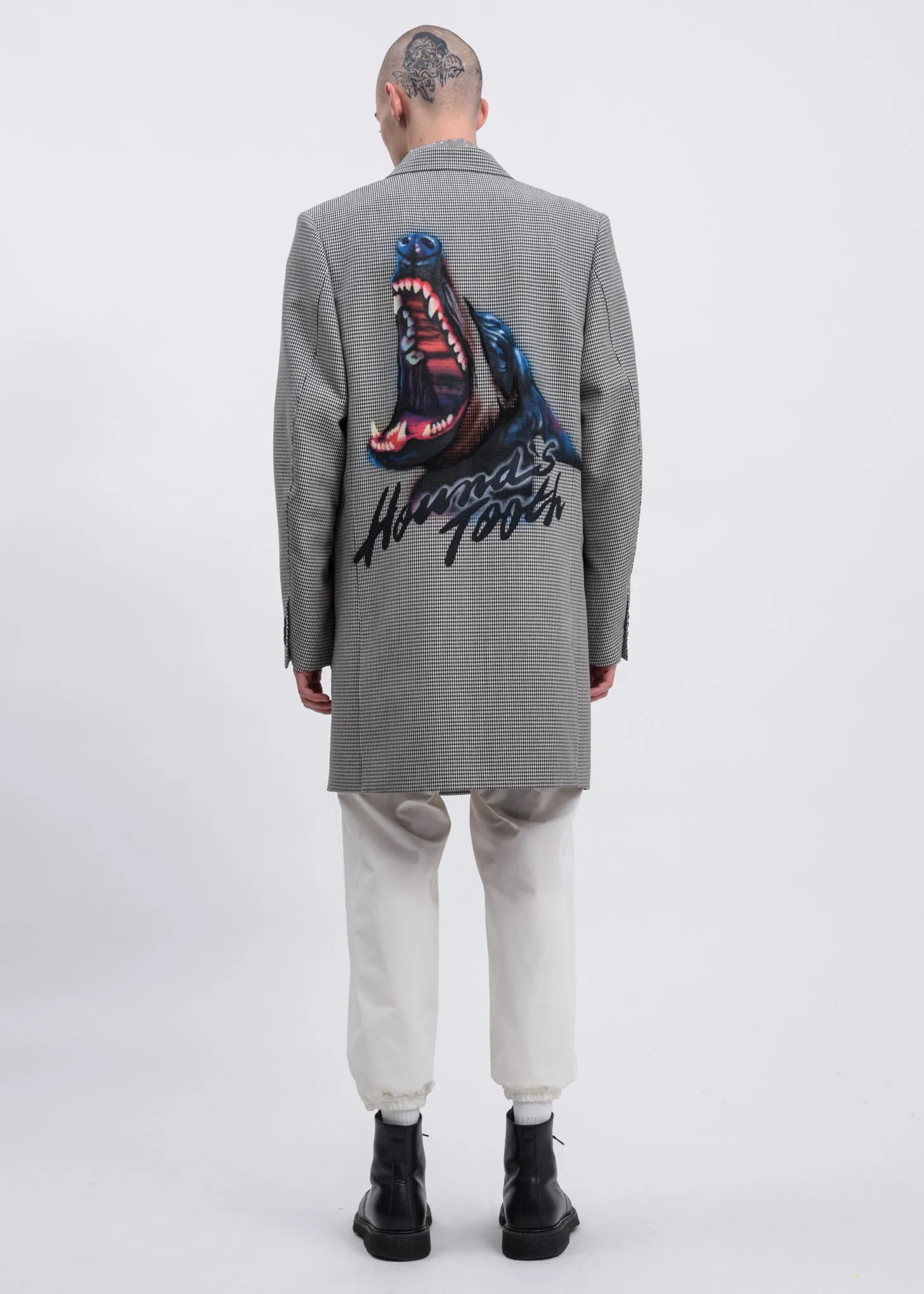 Houndstooth Pe/W Hand-Painted Long Tailored Jacket