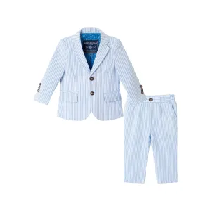 Infant (9-24M) Suit Set | Blue Pinstripe