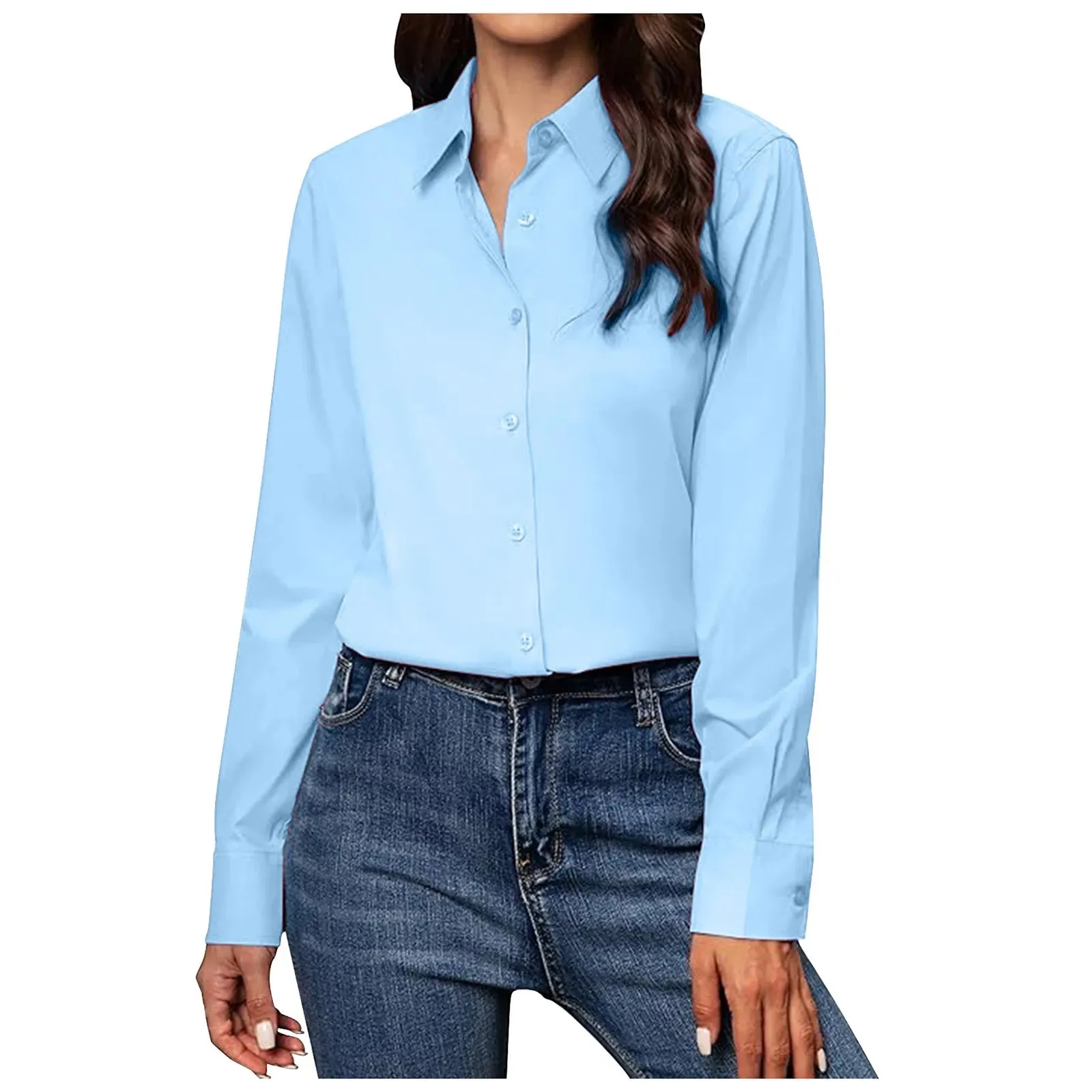Ivyshape | Chic White Button-Up Shirt for Women