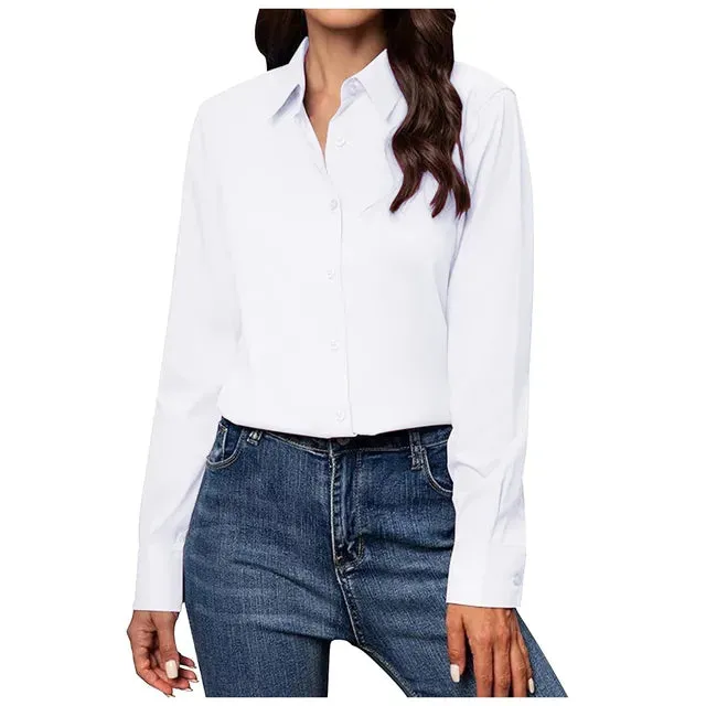 Ivyshape | Chic White Button-Up Shirt for Women