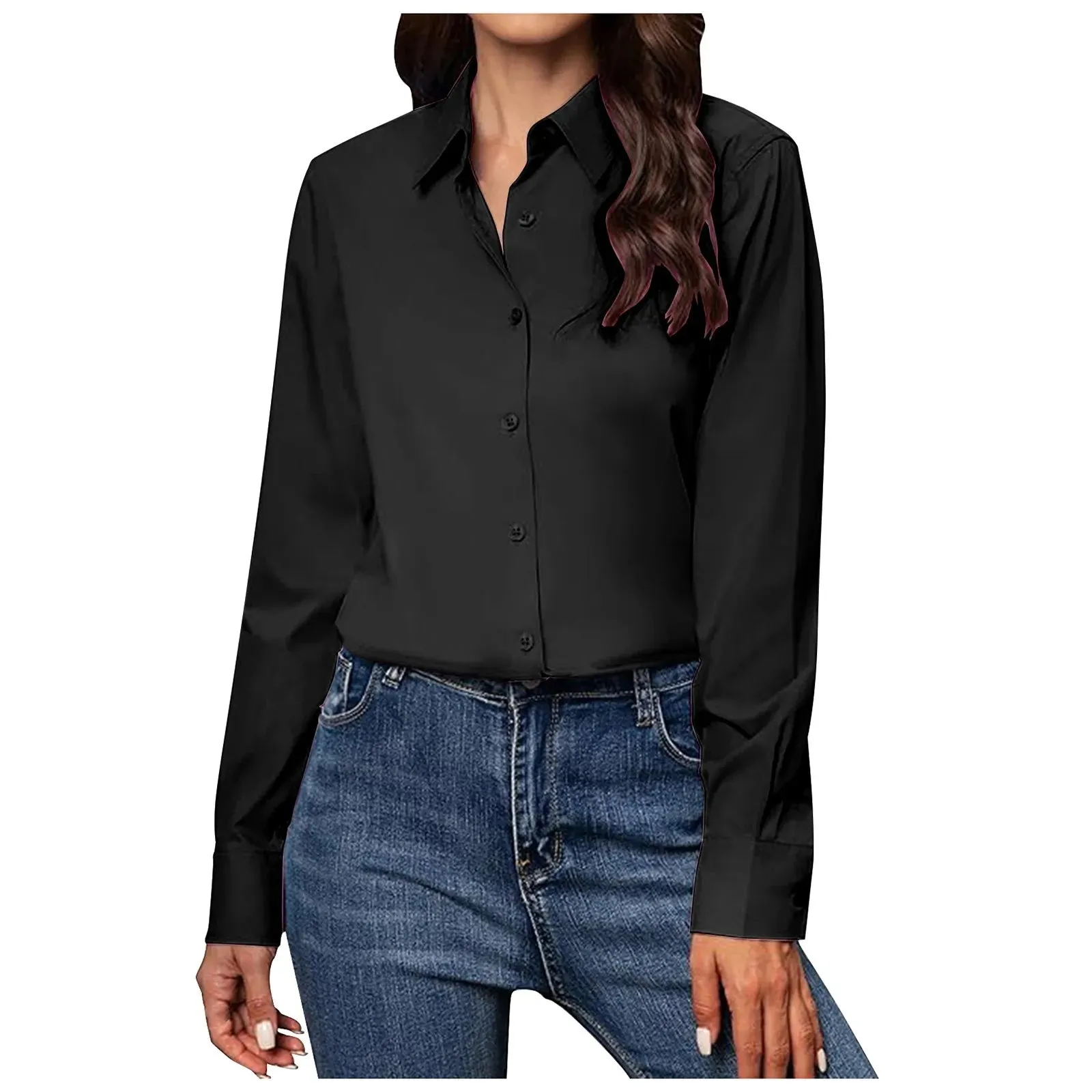 Ivyshape | Chic White Button-Up Shirt for Women