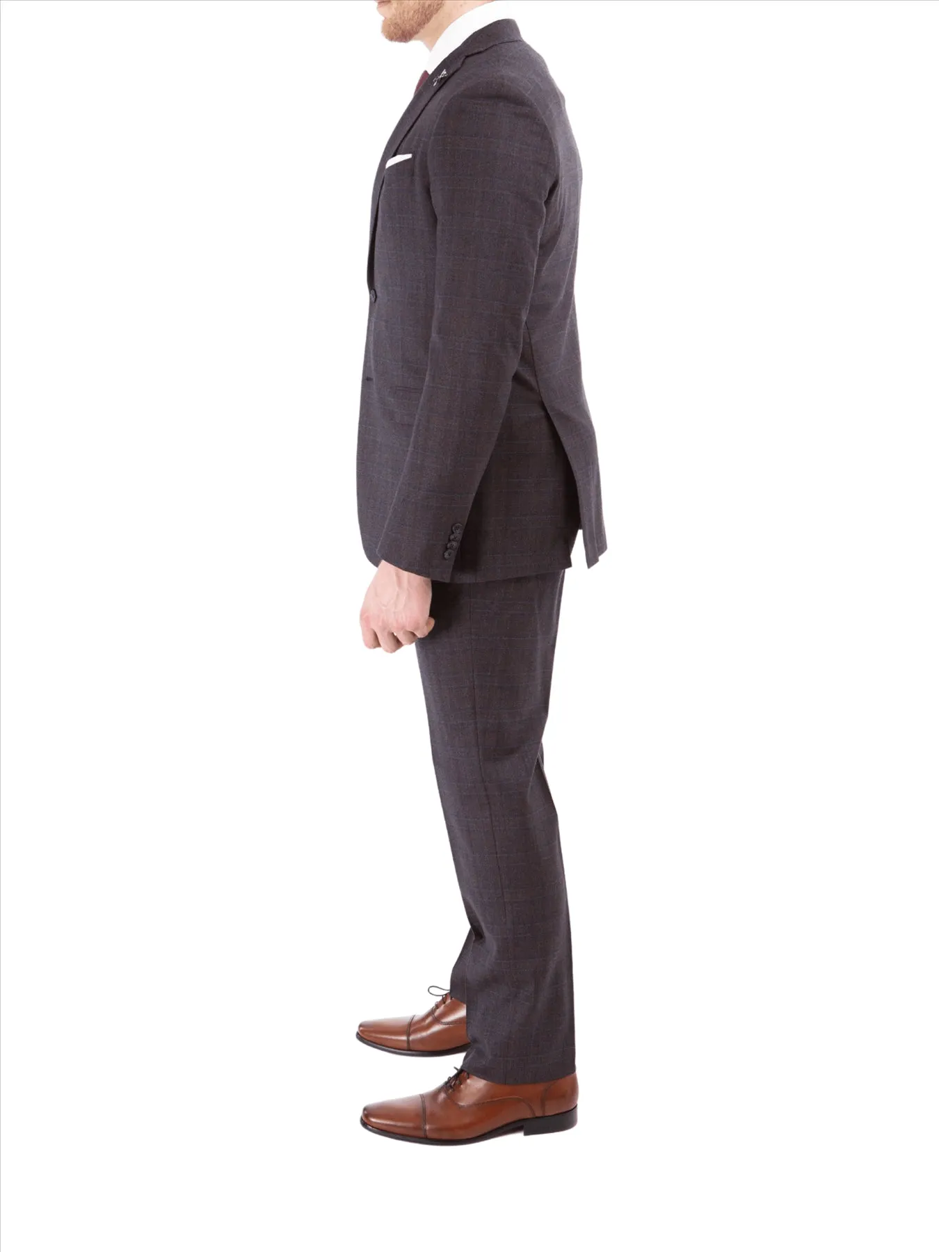 John Varvatos Half-Canvassed Burgundy Two Button Wool Blend Suit