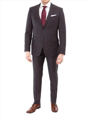 John Varvatos Half-Canvassed Burgundy Two Button Wool Blend Suit