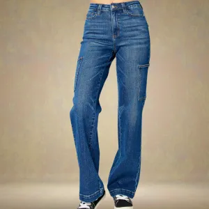 Judy Blue High Waisted Dark Wash Cargo Wide Leg