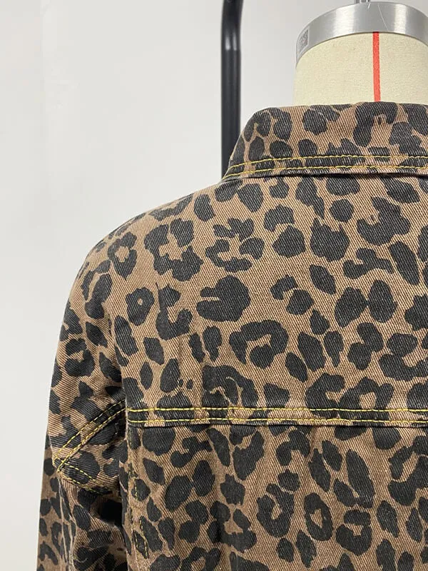 Kloe - Veste En Jean À Manches Longues Et Imprimé Léopard