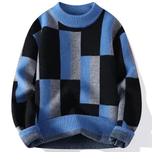 Knitmania | Men's Mock Neck Check Sweater