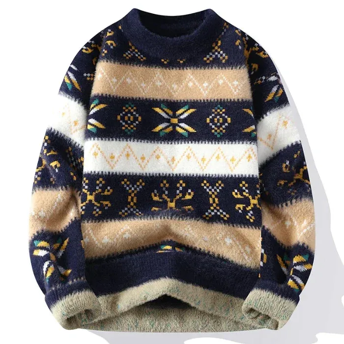 Knitmania | Vintage Printed Cashmere Sweater for Men