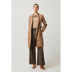 Leighton Leather Herringbone Coat | Wheat