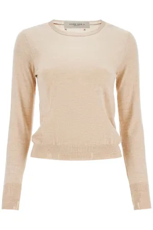 light beige merino wool women's crew neck sweater