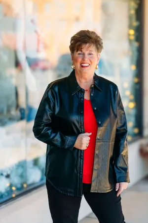 Liverpool: Seamed Shacket in Black Chevron