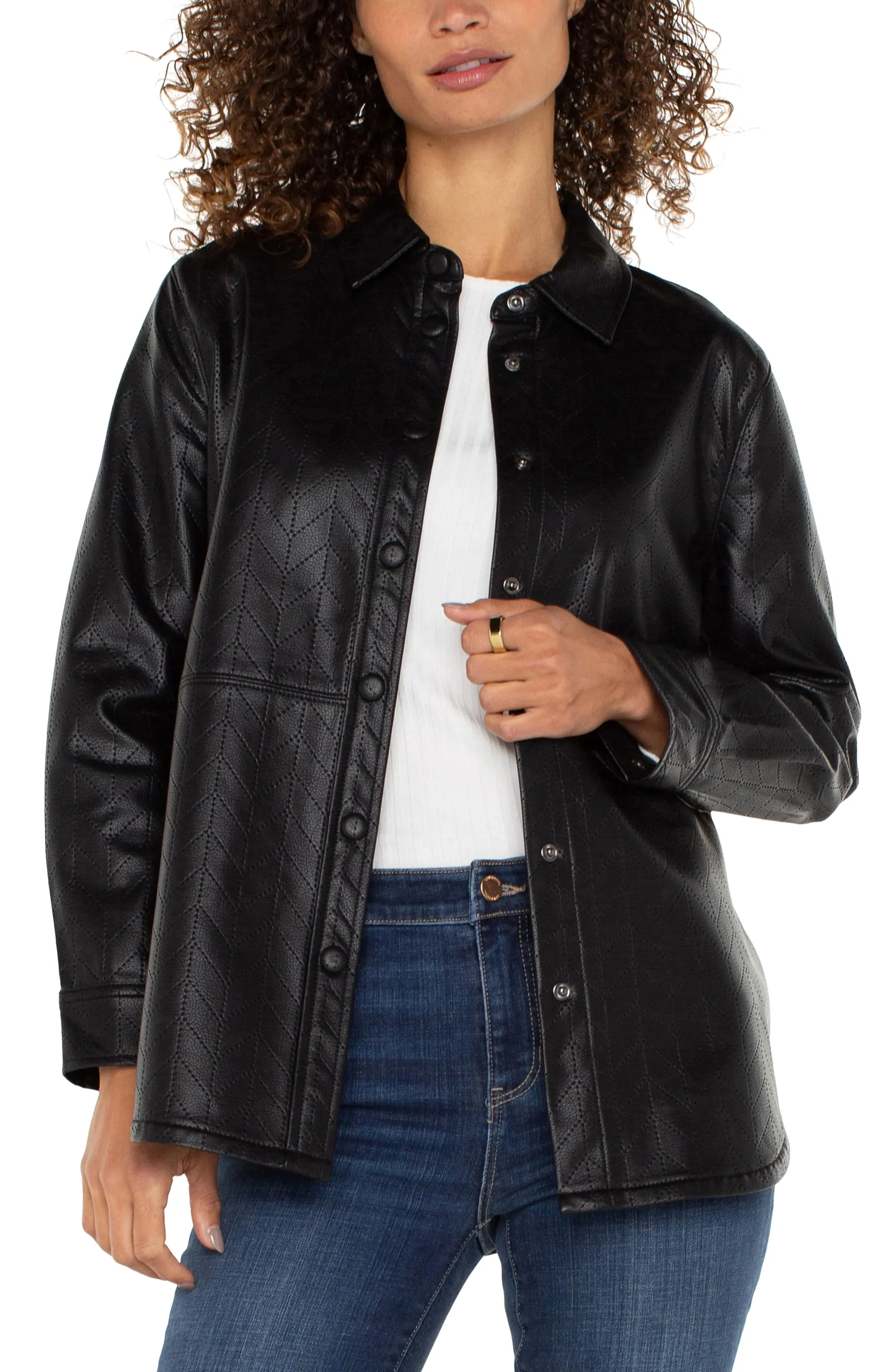 Liverpool: Seamed Shacket in Black Chevron