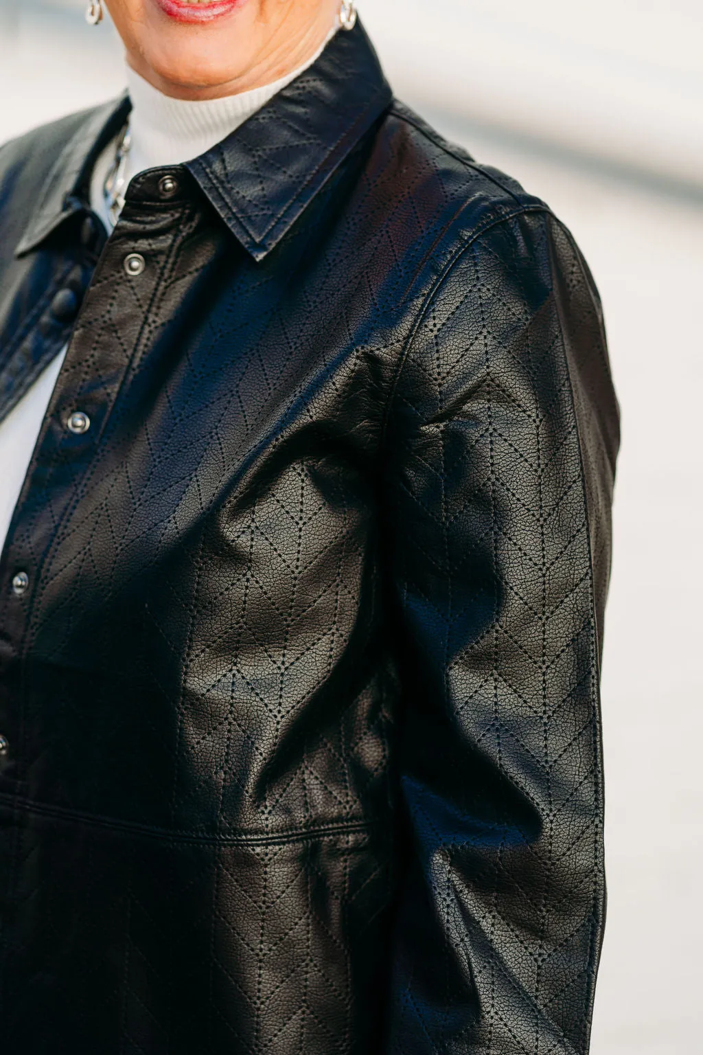 Liverpool: Seamed Shacket in Black Chevron