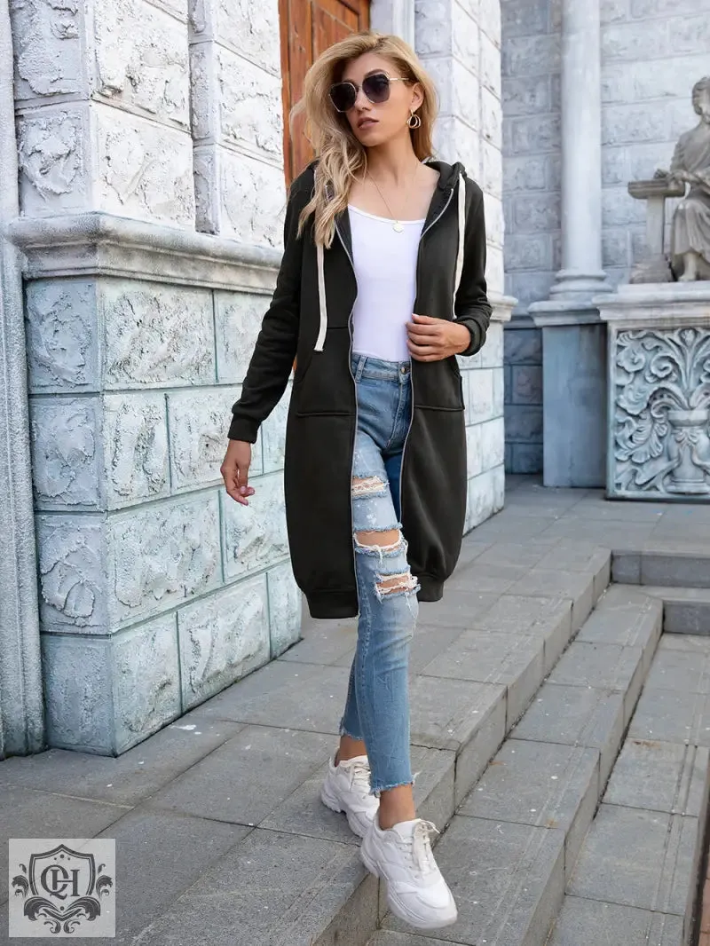 Long Solid Colour Hoodie