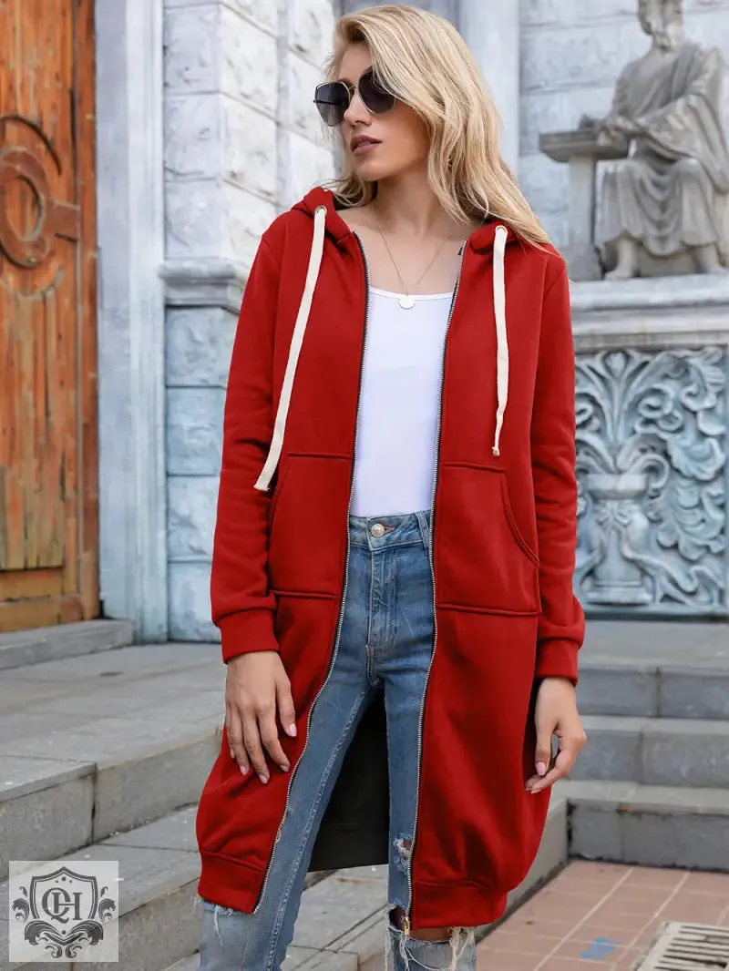 Long Solid Colour Hoodie
