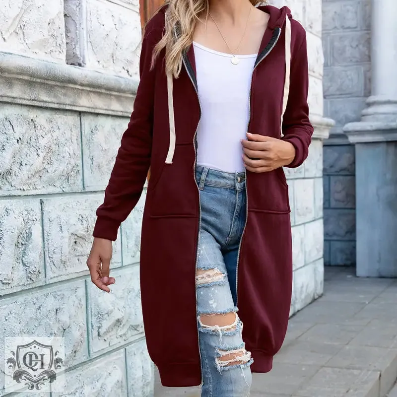 Long Solid Colour Hoodie