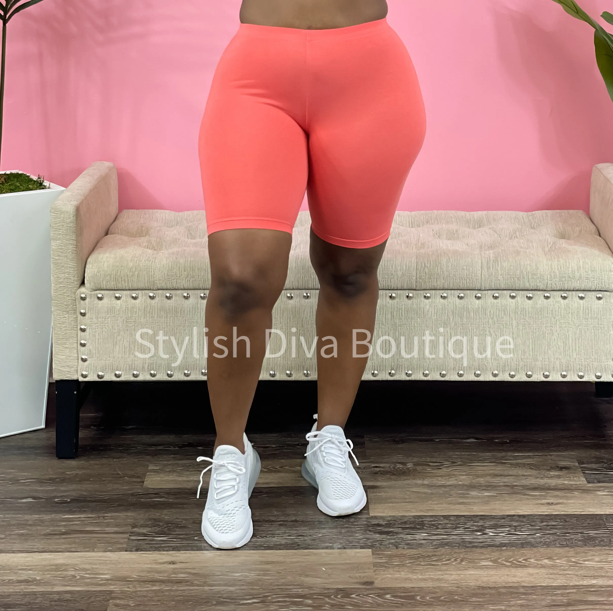 Luxe Cotton Biker Shorts up to 3XL (Deep Coral)