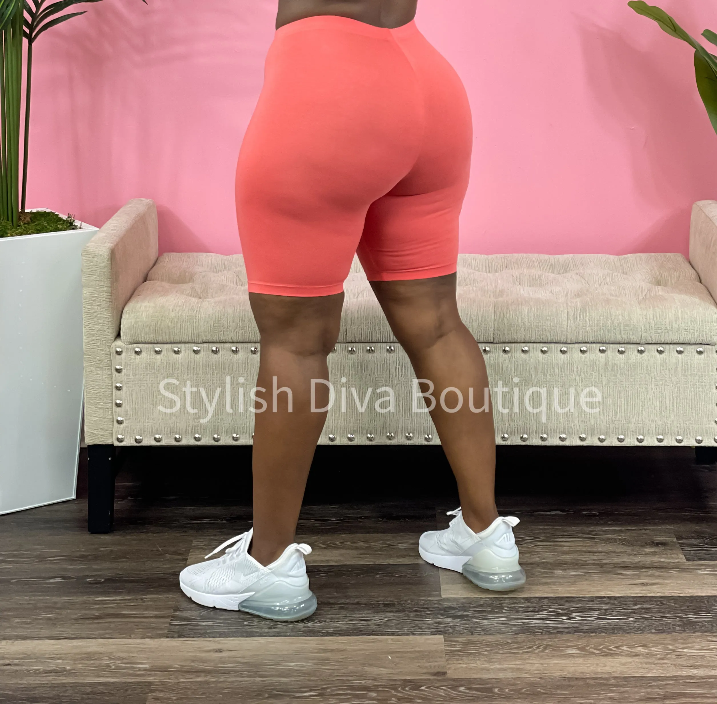 Luxe Cotton Biker Shorts up to 3XL (Deep Coral)
