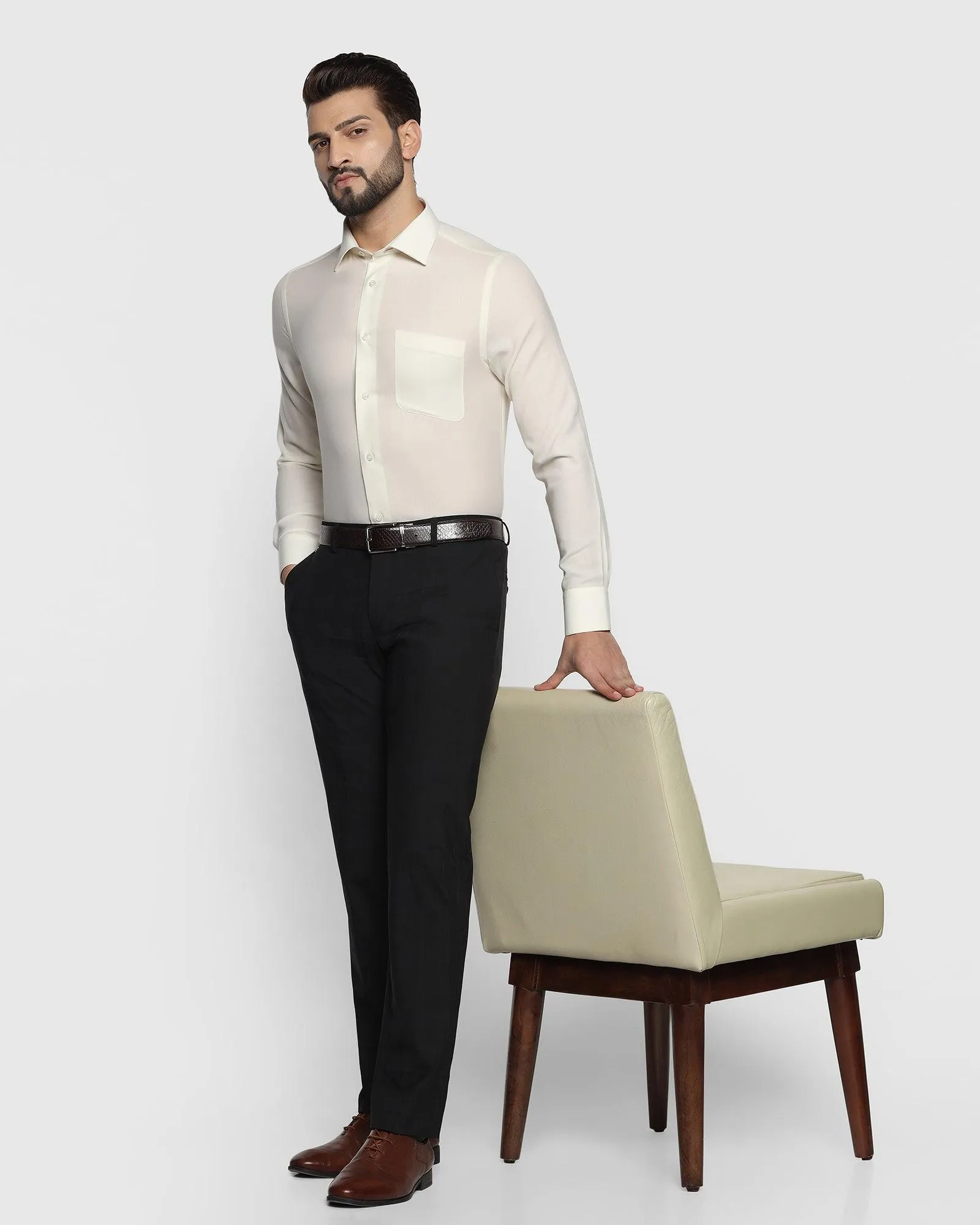 Luxe Formal Cream Solid Shirt - York