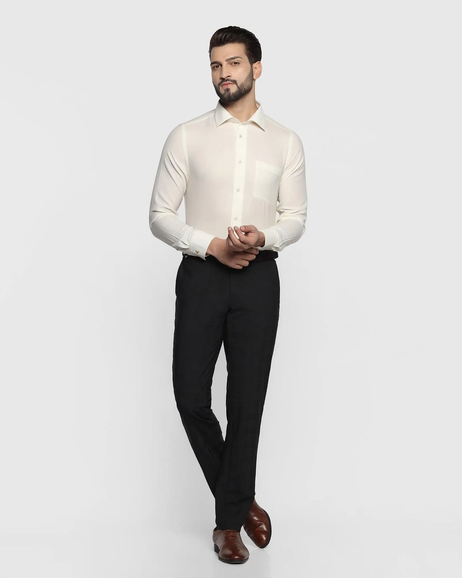 Luxe Formal Cream Solid Shirt - York