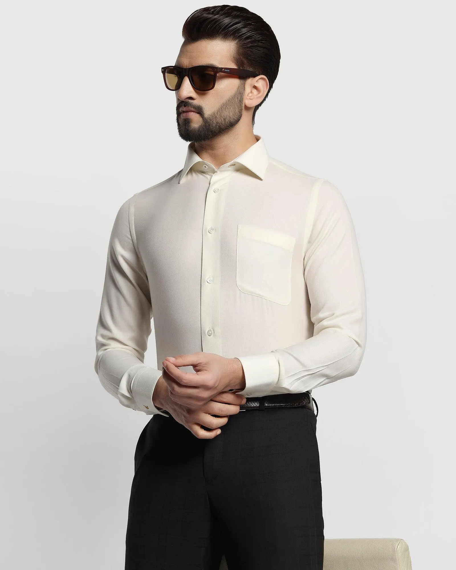 Luxe Formal Cream Solid Shirt - York