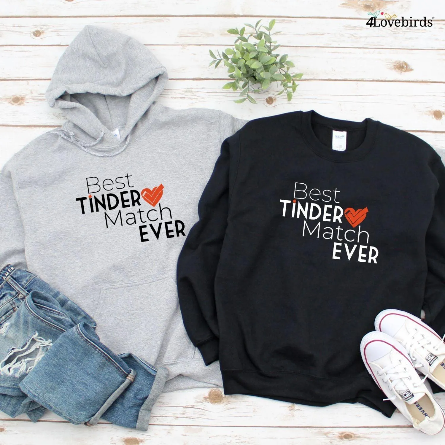 Matching Valentine's Day Set: Best Tinder Match Shirt & Hoodie | Men's Valentine Gift