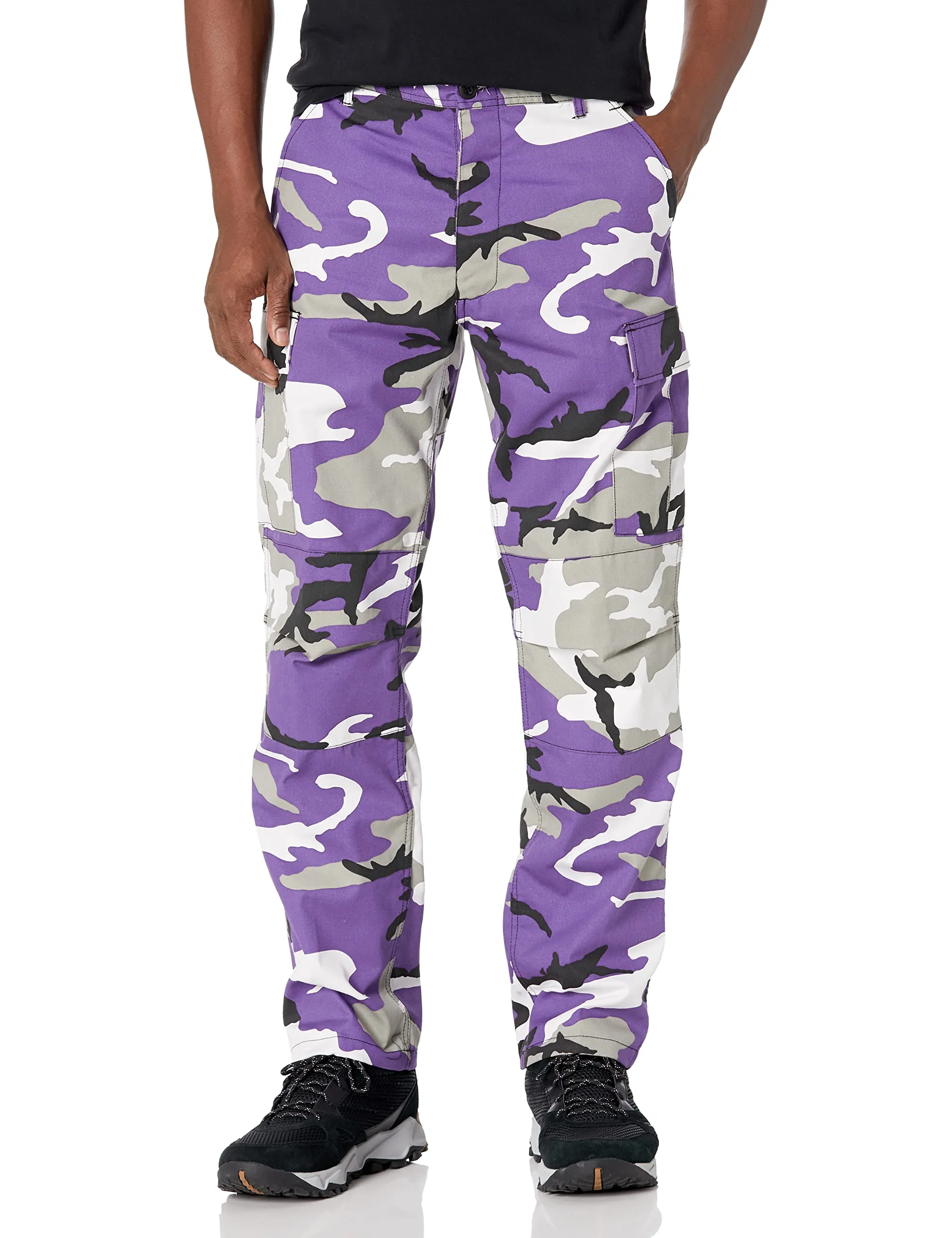 Mens Casual Multi-pocket Camouflage Cargo Pants Military Army Trousers BDU Pants Trousers with Button Fly