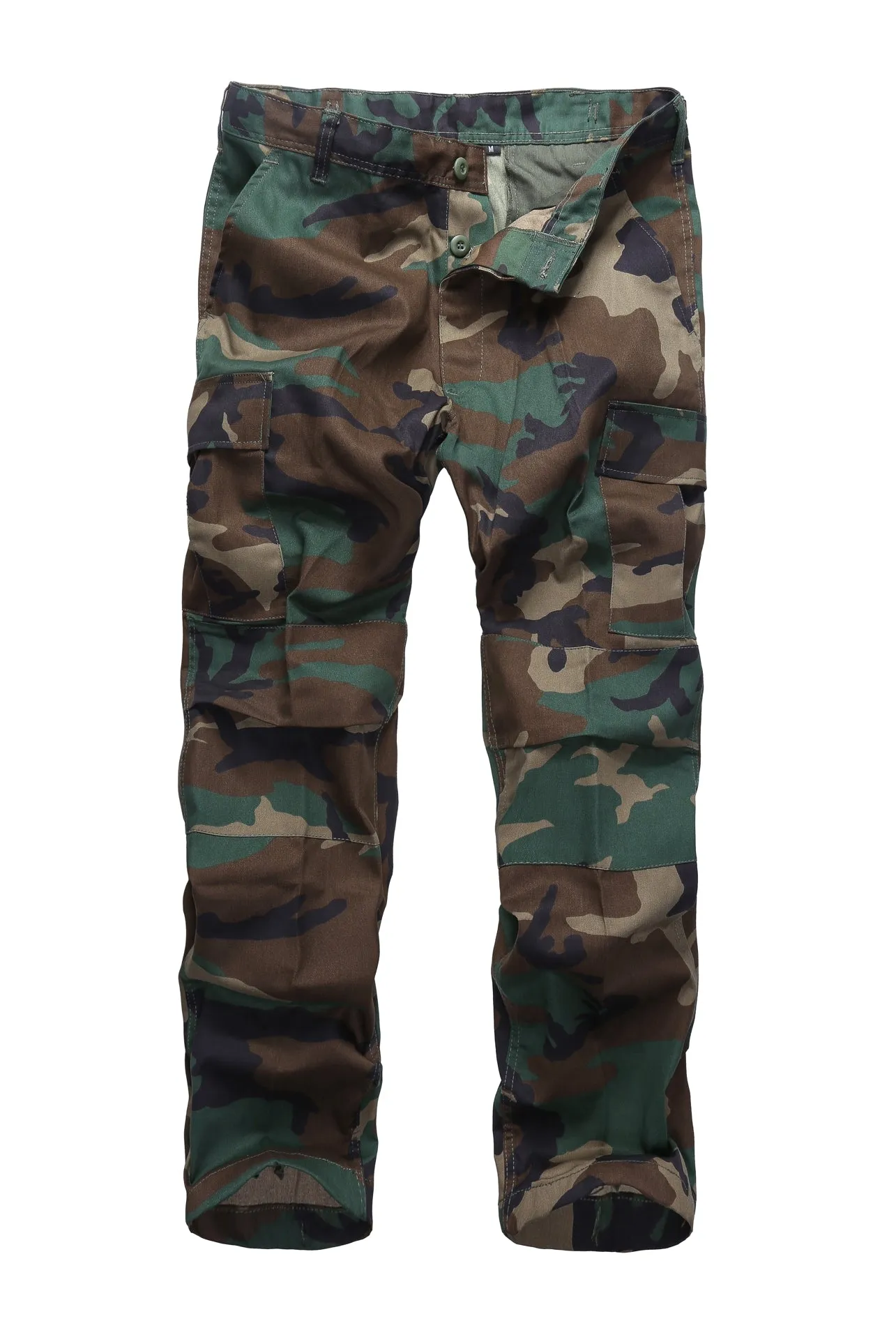 Mens Casual Multi-pocket Camouflage Cargo Pants Military Army Trousers BDU Pants Trousers with Button Fly