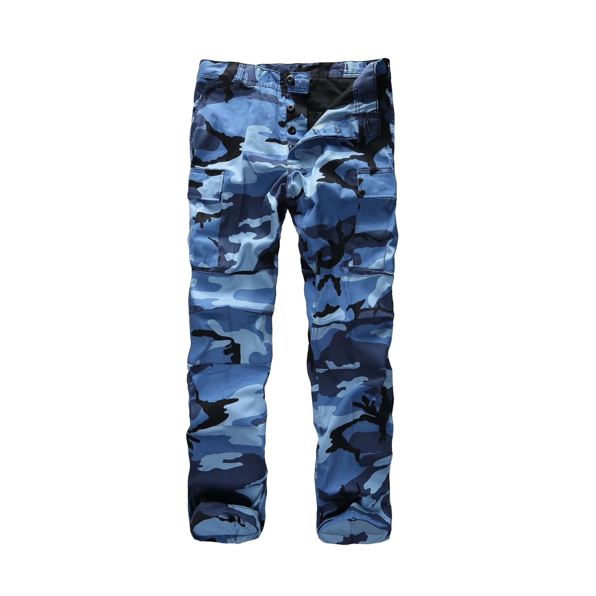 Mens Casual Multi-pocket Camouflage Cargo Pants Military Army Trousers BDU Pants Trousers with Button Fly