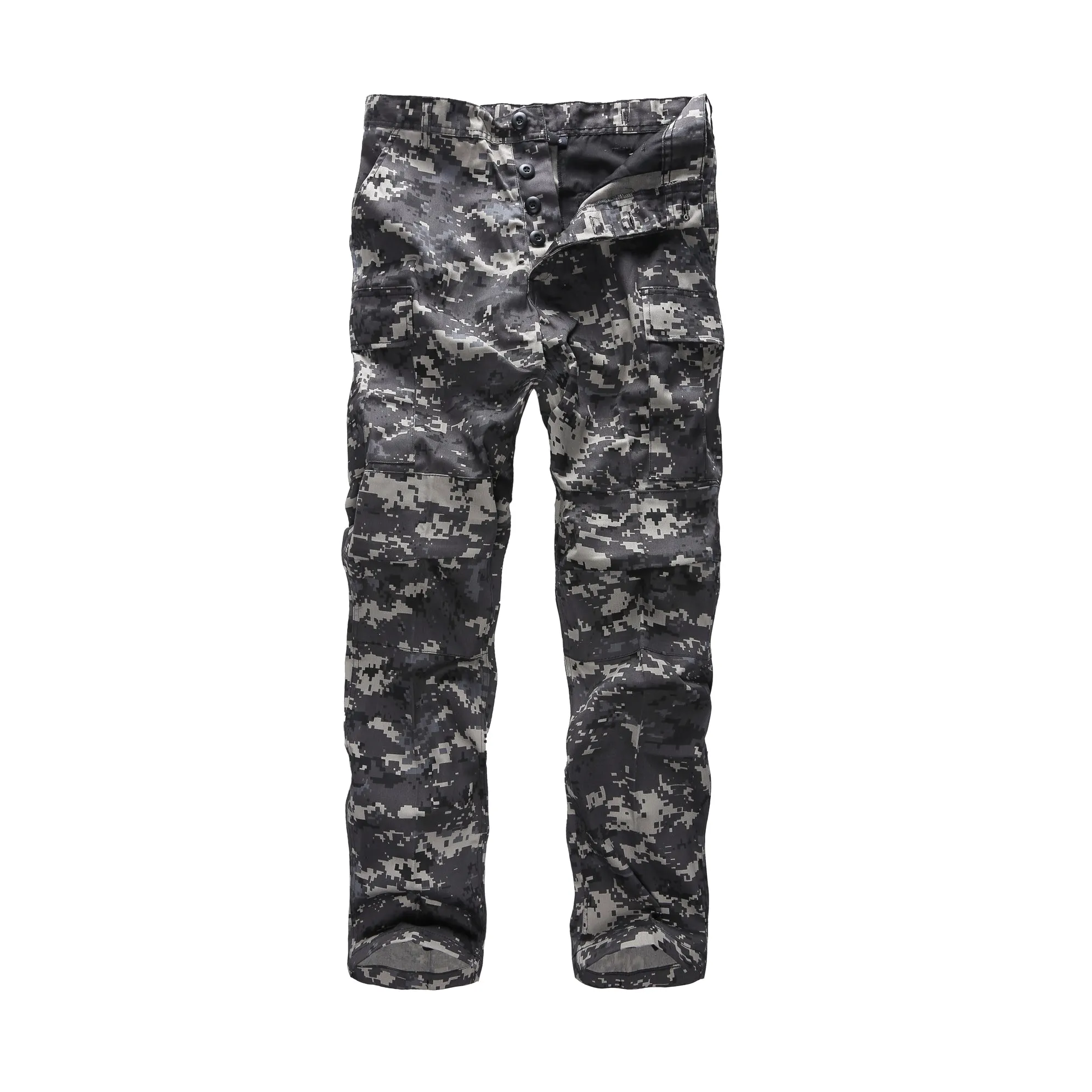 Mens Casual Multi-pocket Camouflage Cargo Pants Military Army Trousers BDU Pants Trousers with Button Fly