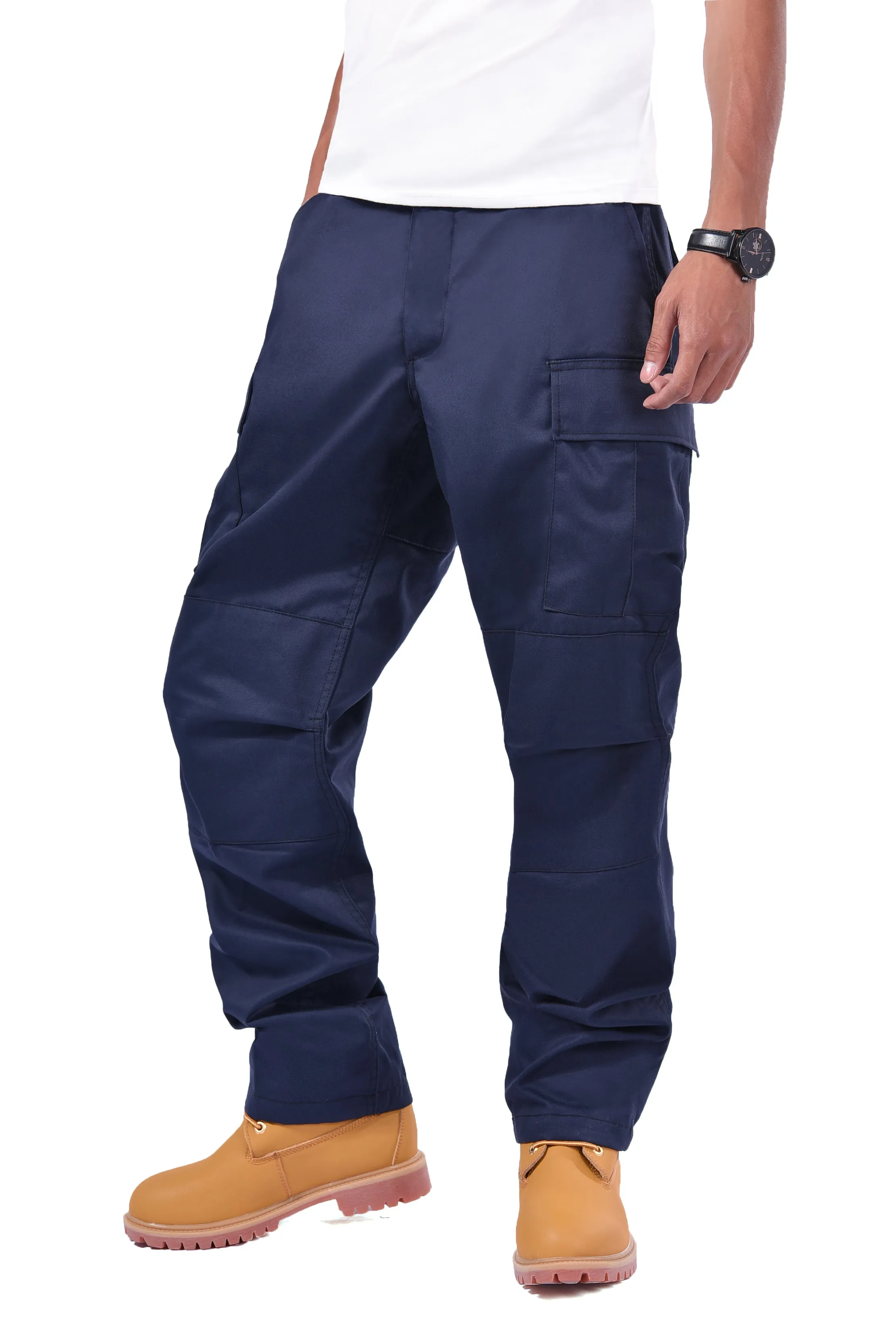 Mens Casual Multi-pocket Camouflage Cargo Pants Military Army Trousers BDU Pants Trousers with Button Fly