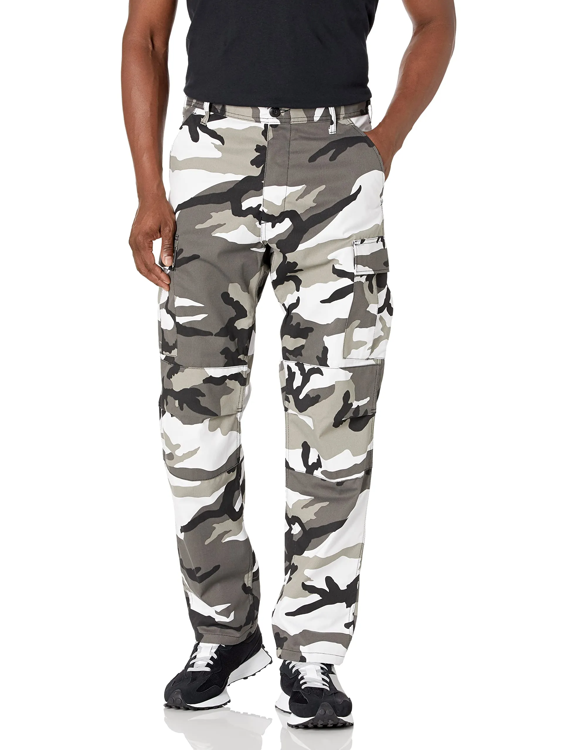 Mens Casual Multi-pocket Camouflage Cargo Pants Military Army Trousers BDU Pants Trousers with Button Fly