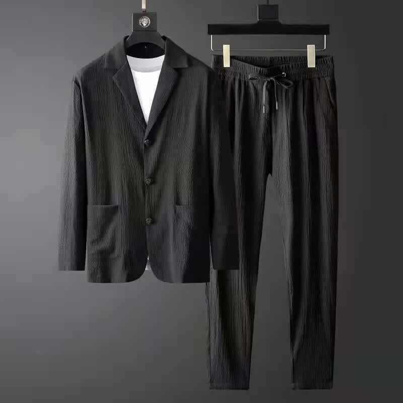 Men's Casual Suit: Tailored Blazer & Jogger Trousers