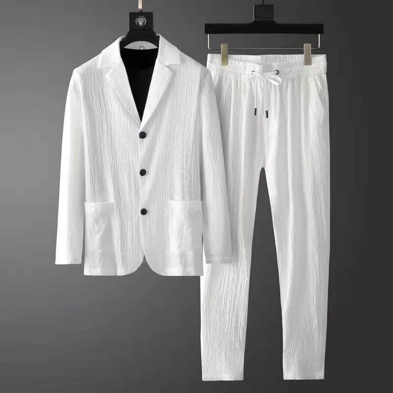 Men's Casual Suit: Tailored Blazer & Jogger Trousers