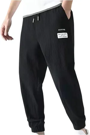 Men's Harem Drawstring Pants Japanese Casual Elastic Waist Baggy Trouser Hippie Yoga Pants with Pocket