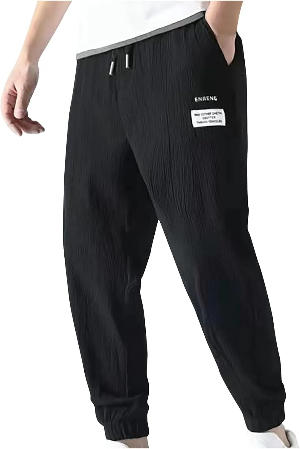 Men's Harem Drawstring Pants Japanese Casual Elastic Waist Baggy Trouser Hippie Yoga Pants with Pocket