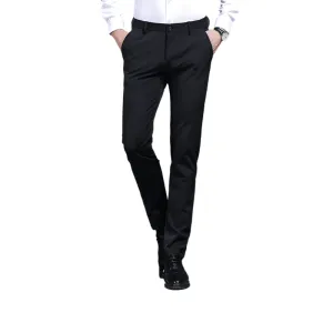 Men's High-Waisted Straight-Leg Polyester Trousers