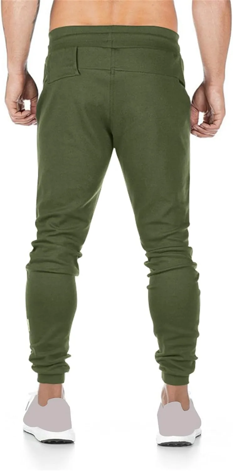 Mens Jogger Sweatpants Athletic Running Pants Lightweight Slim Fit Trousers Workout Running Pant with Zipper Pockets