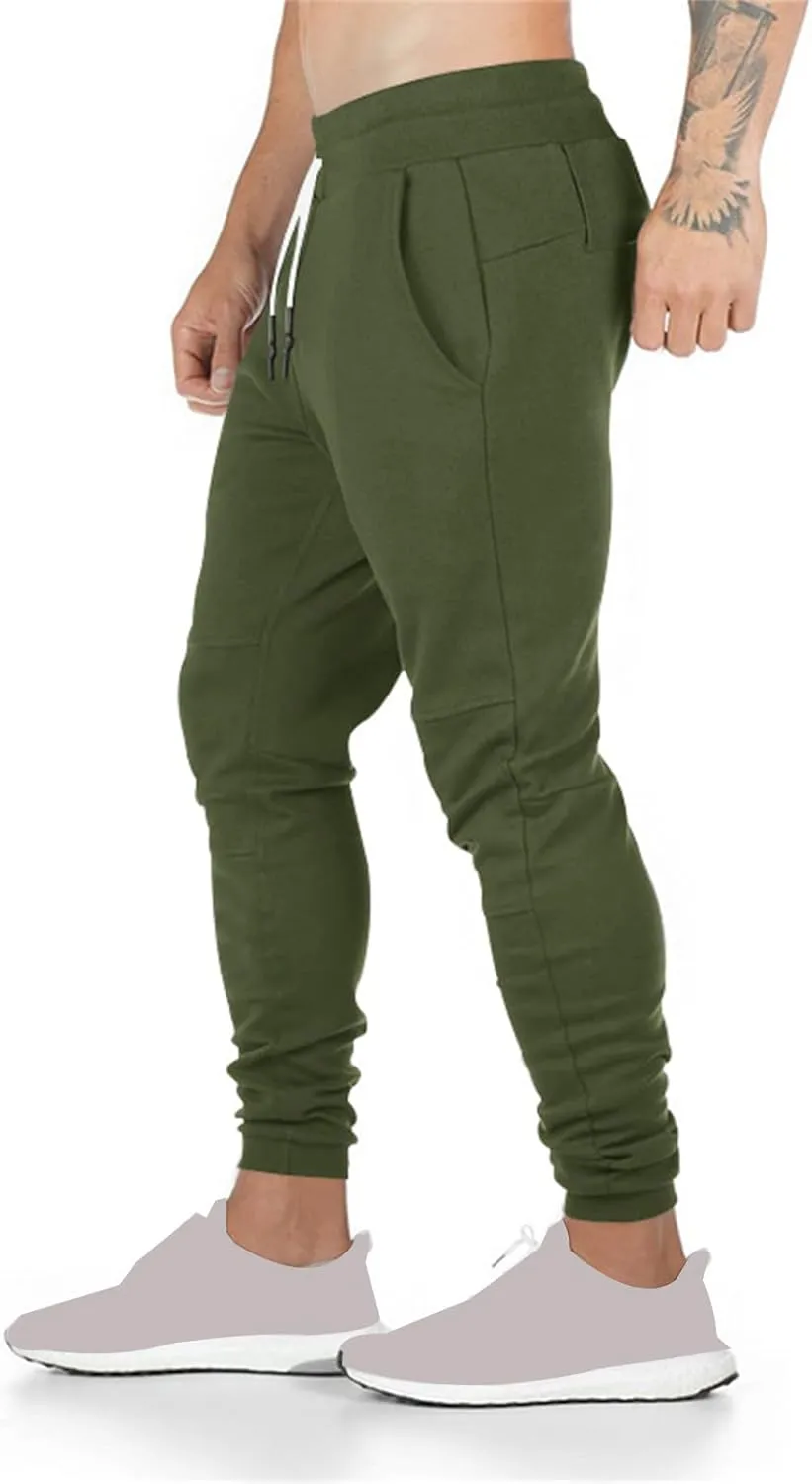 Mens Jogger Sweatpants Athletic Running Pants Lightweight Slim Fit Trousers Workout Running Pant with Zipper Pockets