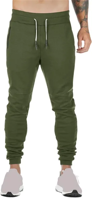 Mens Jogger Sweatpants Athletic Running Pants Lightweight Slim Fit Trousers Workout Running Pant with Zipper Pockets