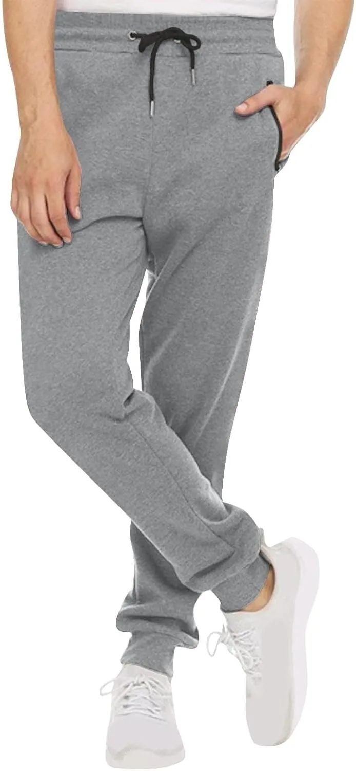 Mens Joggers Slim Fit Casual Elastic Sweatpants Athletic Sports Running Pants Activities Trousers with Zipper Pockets