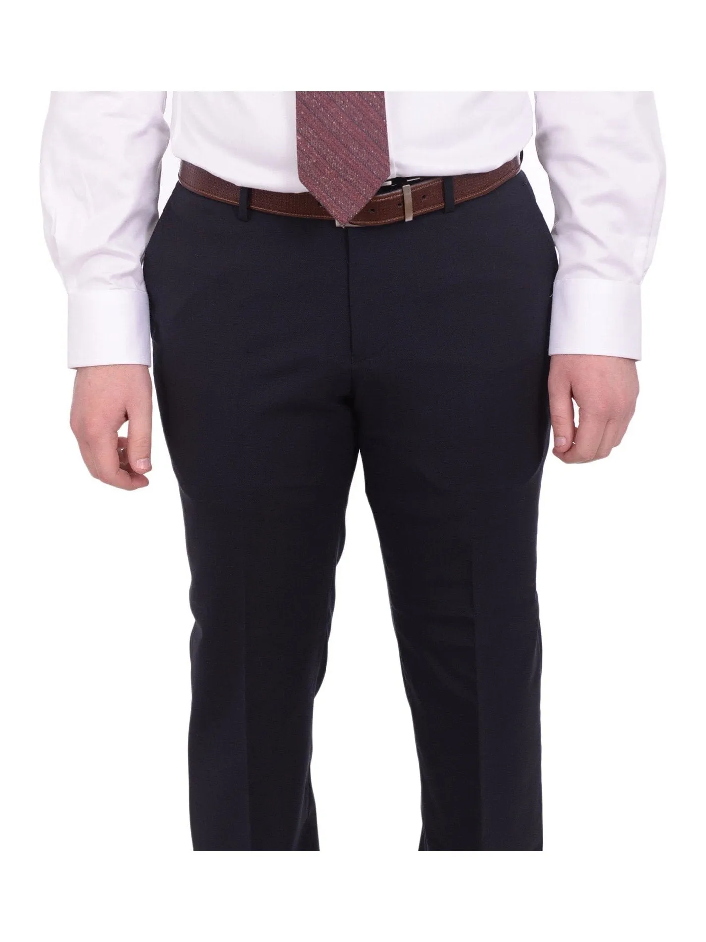 Mens Napoli Slim Fit Solid Navy Blue Half Canvassed Marzotto Wool Suit