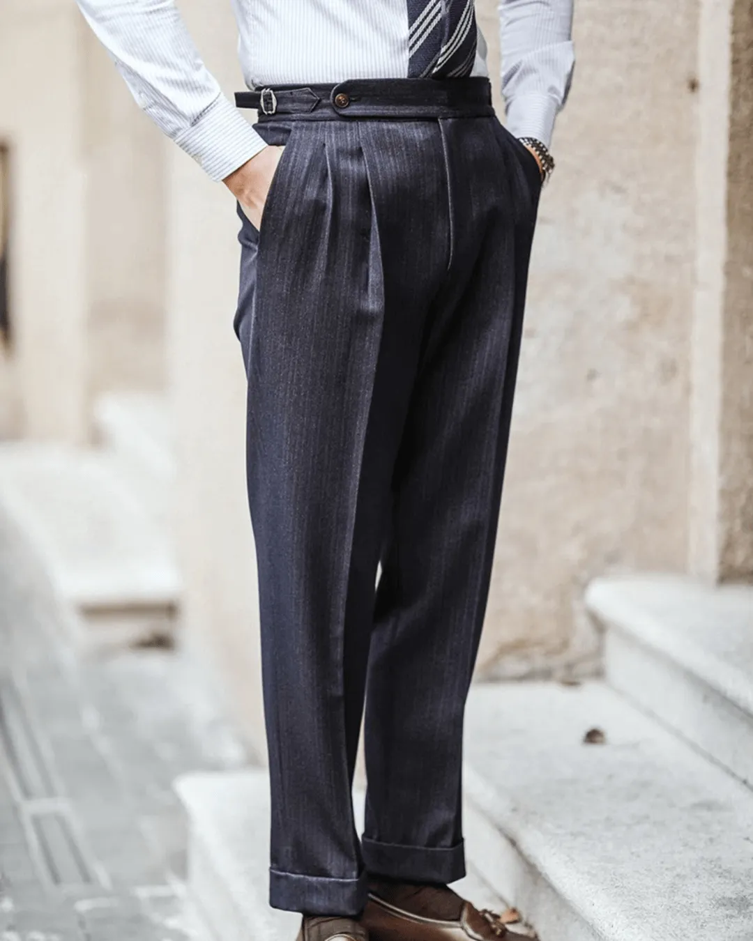 Men's Non-Iron Draped Business Trousers