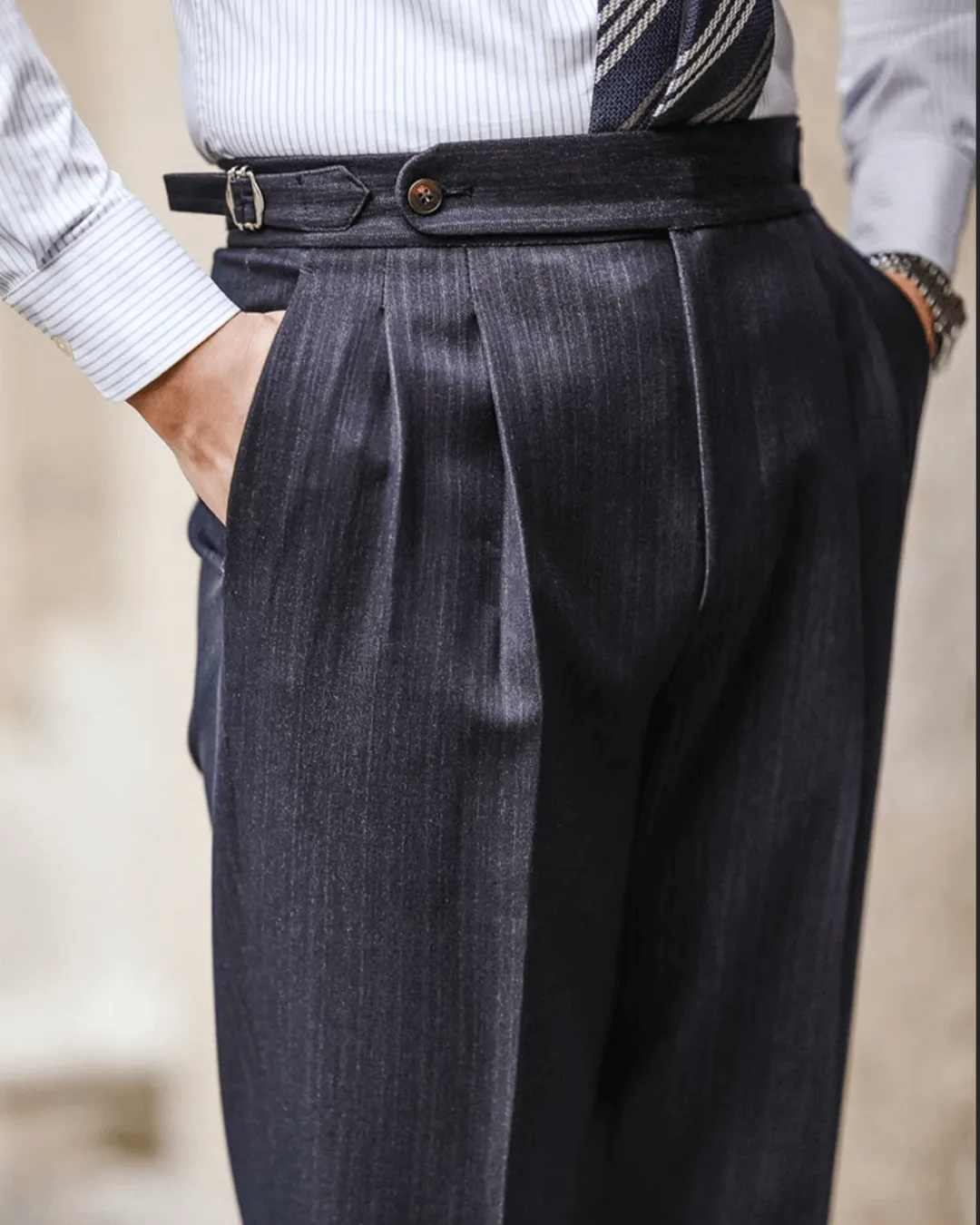 Men's Non-Iron Draped Business Trousers