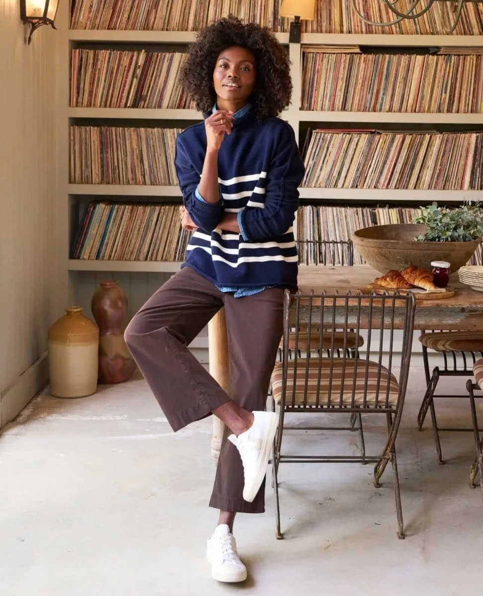 Monterey Cotton Sweater Navy Stripe