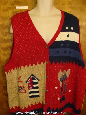 Patriotic Angel Ugliest Bad Christmas Sweaters Vest