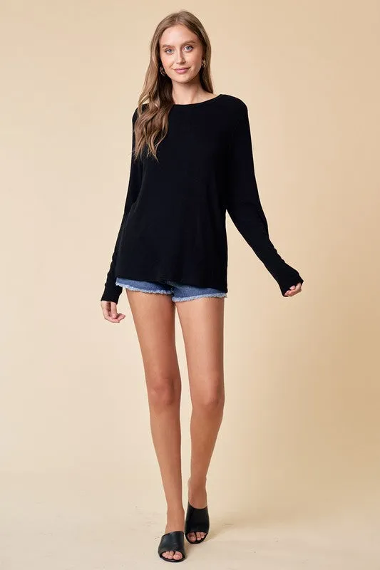 Payton Brushed Knit Pullover - Black