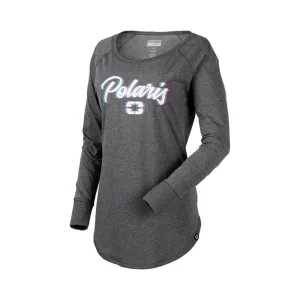 Polaris Women's Shadow Script Long Sleeve Tee T-Shirt Gray