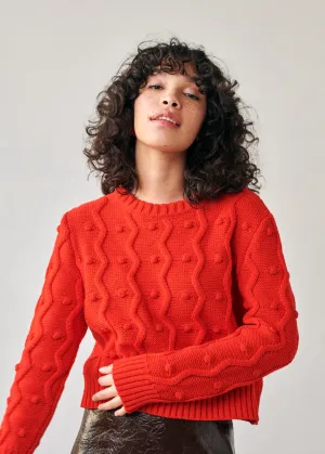 Pom pom sweater, red